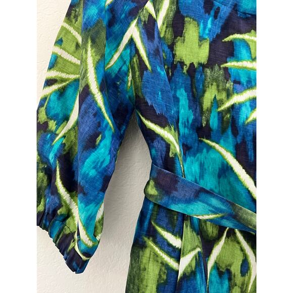 Kenneth Cole Belted Blouse Womens 4P Silk Linen Luxury Beach Office Country Club - Picture 15 of 16